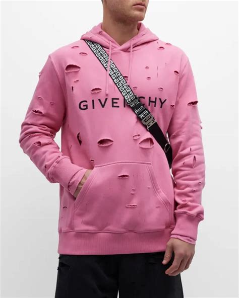 givenchy distressed hoodie pink|Givenchy destroyed hoodie.